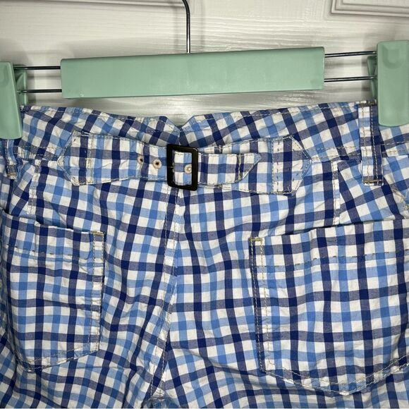American Eagle Outfitters White Blue Plaid Roll Tab Bermuda Cotton Shorts Size 8 - Picture 6 of 10